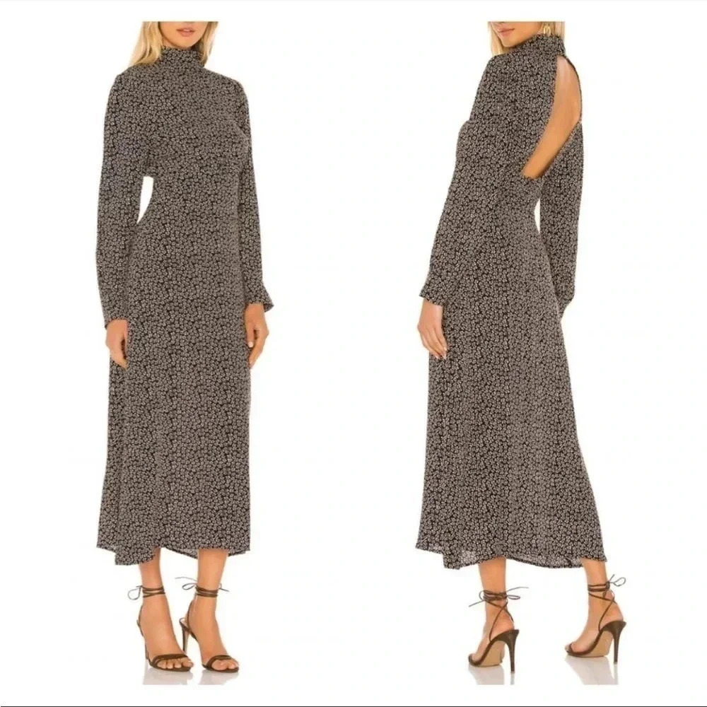 Flynn Skye Magnolia floral mock neck maxi dress in blush Pearl